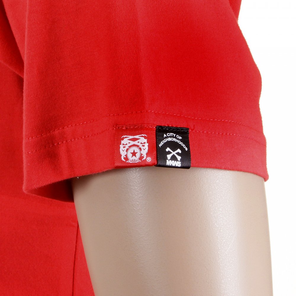 Mens Crew Neck Short sleeve Regular Fit T-shirt in Red with Smoking Skull