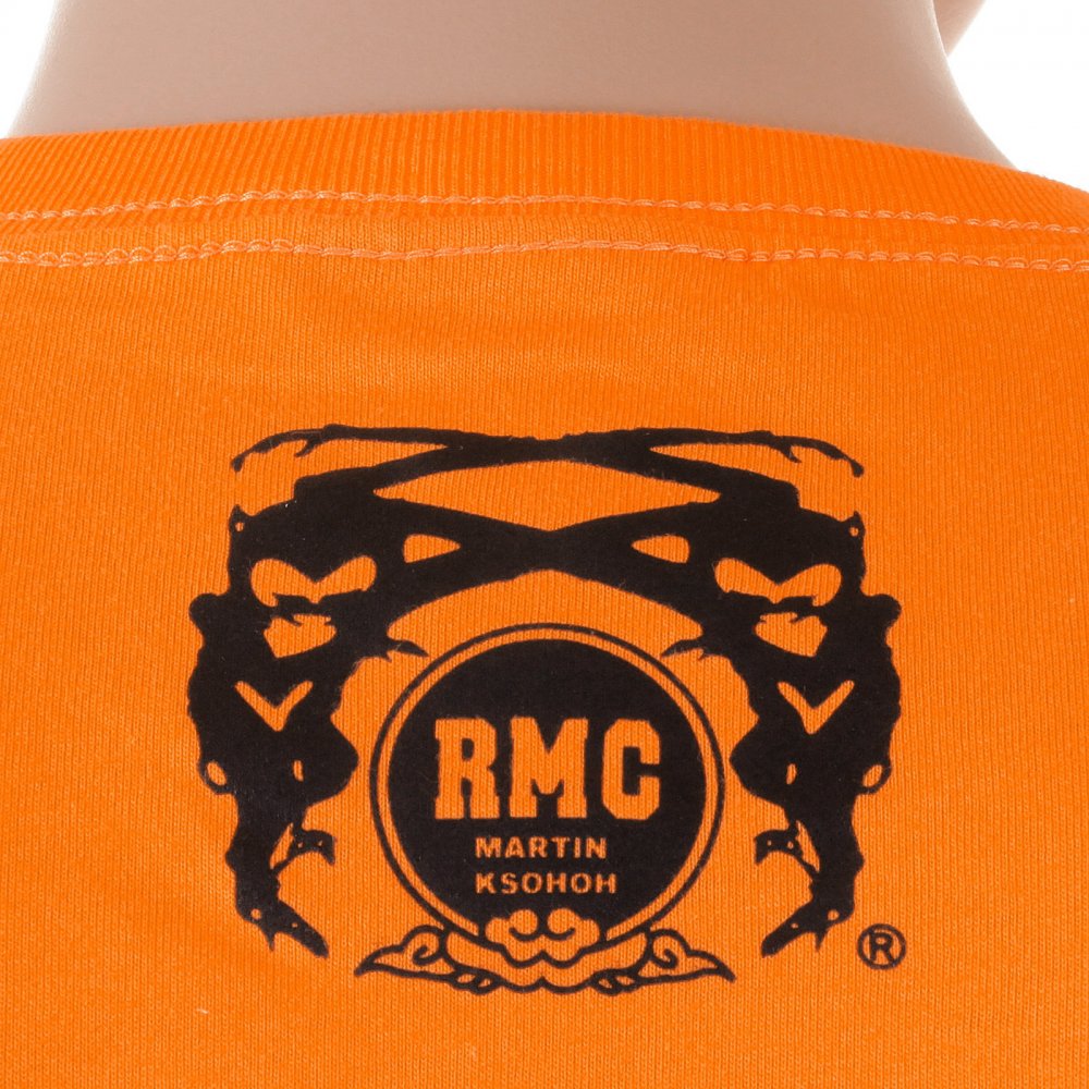 Orange Crew Neck Short Sleeve Regular Fit T-Shirt with Rock and Roll Skull Print