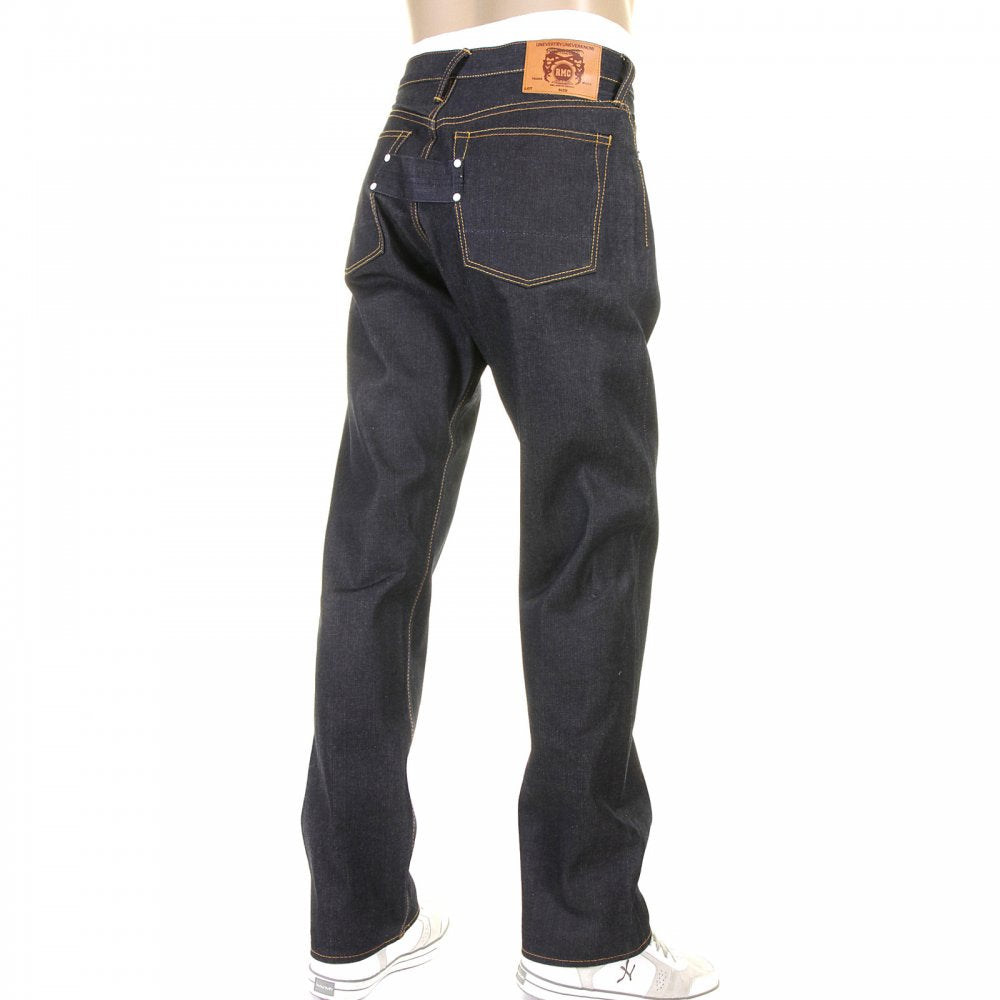 Vintage Fit Dark Indigo Raw Dry Denim Jeans for Men