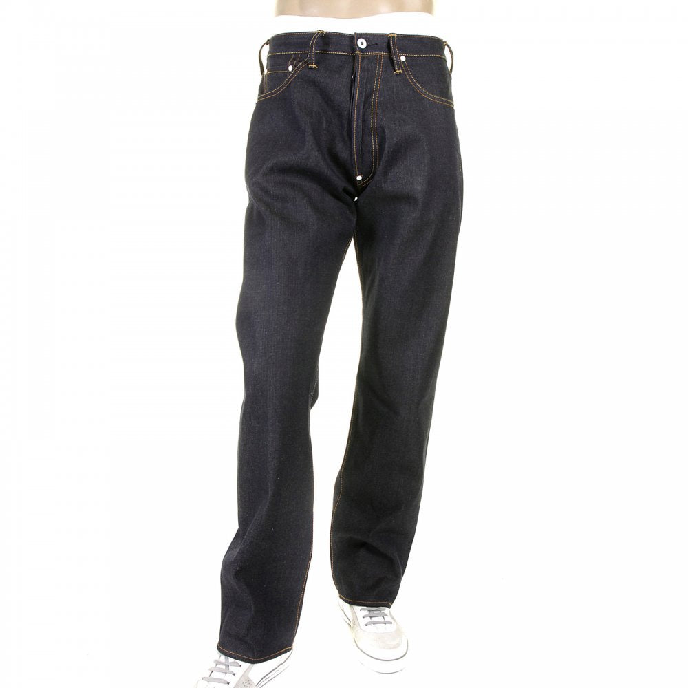 Vintage Fit Dark Indigo Raw Dry Denim Jeans for Men
