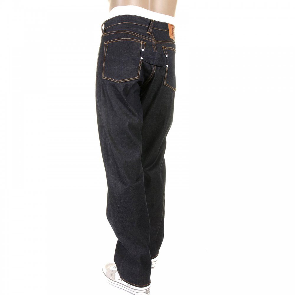 Vintage Fit Dark Indigo Raw Dry Denim Jeans for Men