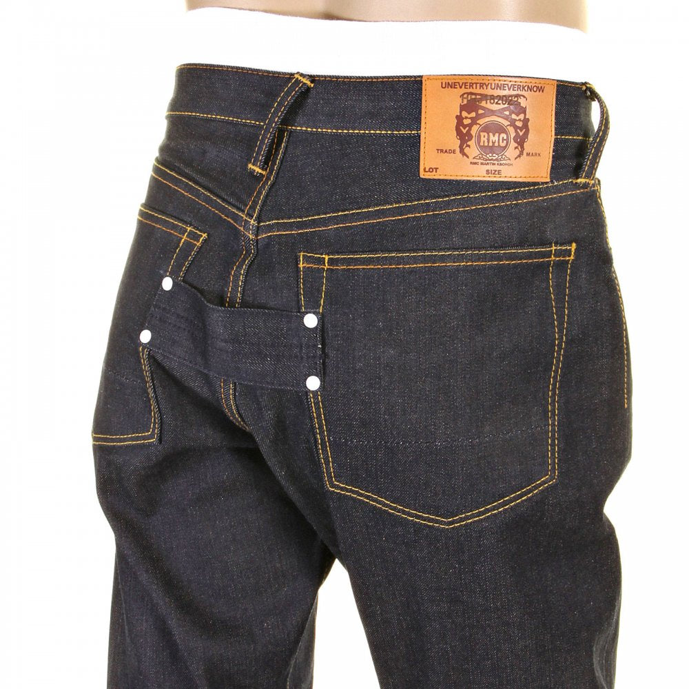 Vintage Fit Dark Indigo Raw Dry Denim Jeans for Men