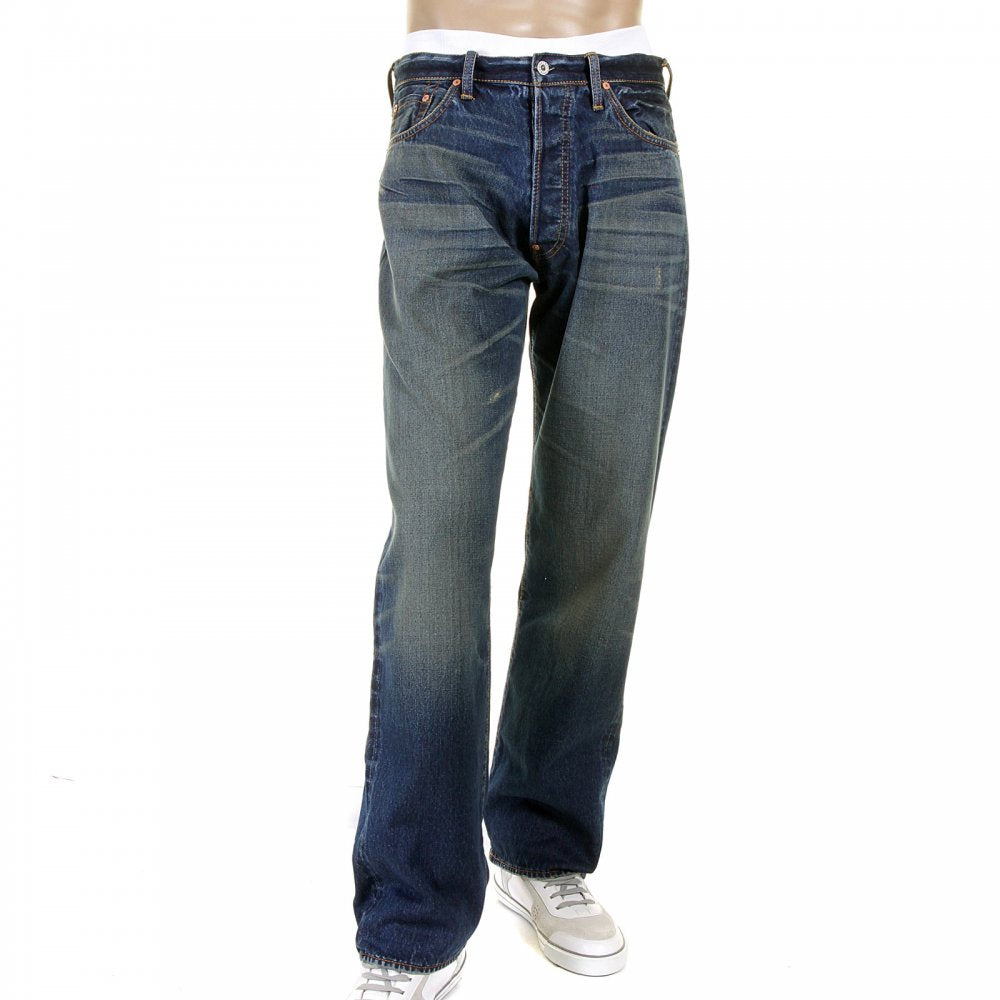 Washed Vintage Selvedge Indigo Denim Jeans for Men