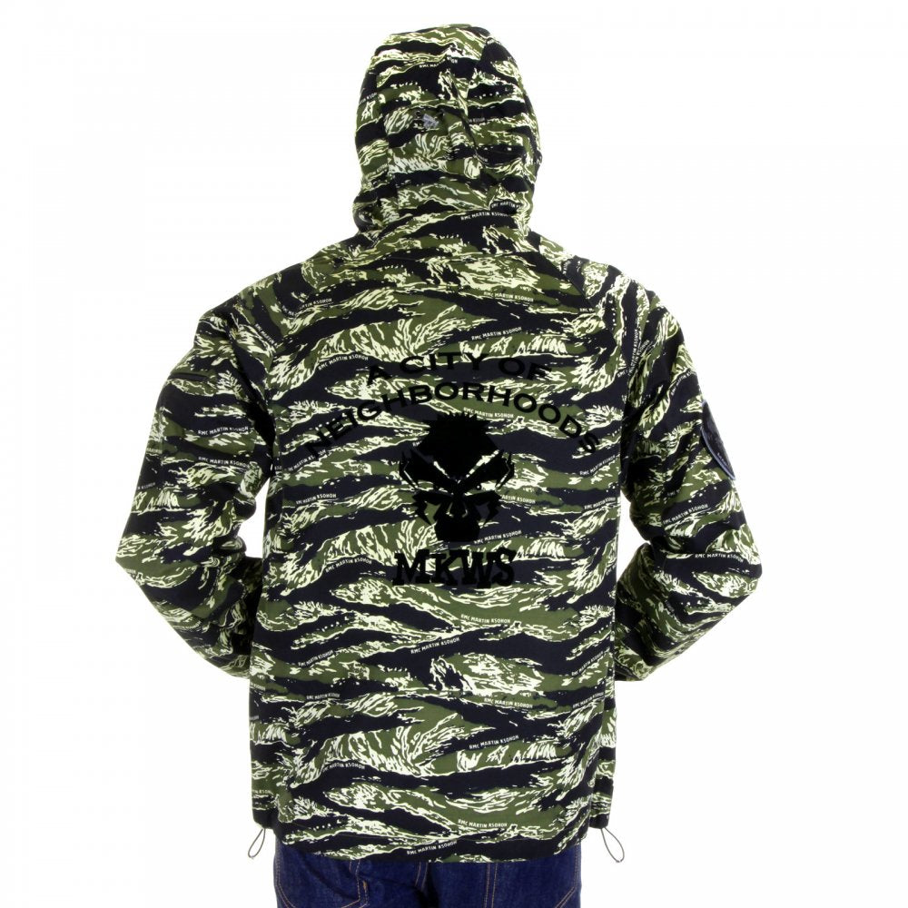 Tiger Camo Green Zip up Regular Fit Hooded Windbreaker Jacket