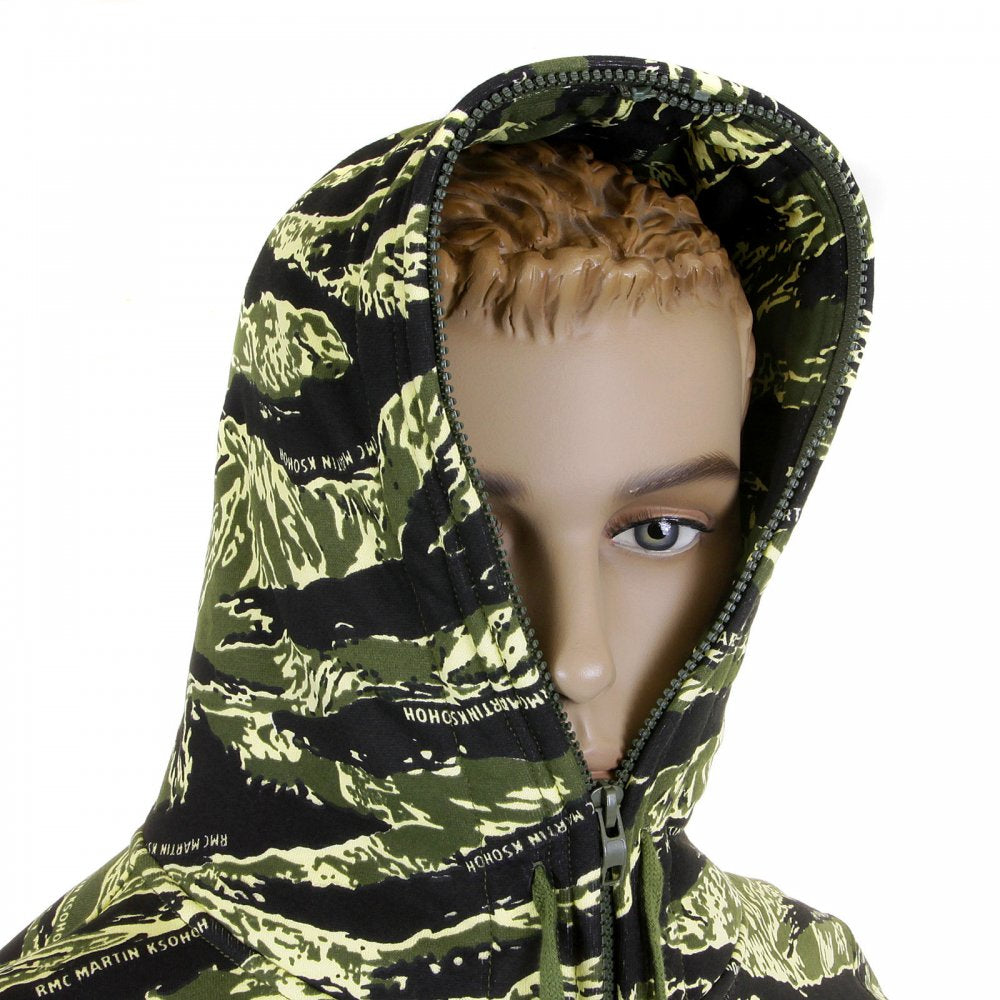 Mens Tiger Camo Green Zip up Regular Fit Hooded Jacket