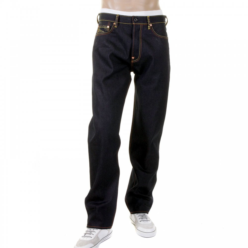 100% Cotton Slim Cut Dark Indigo Raw Denim Jeans