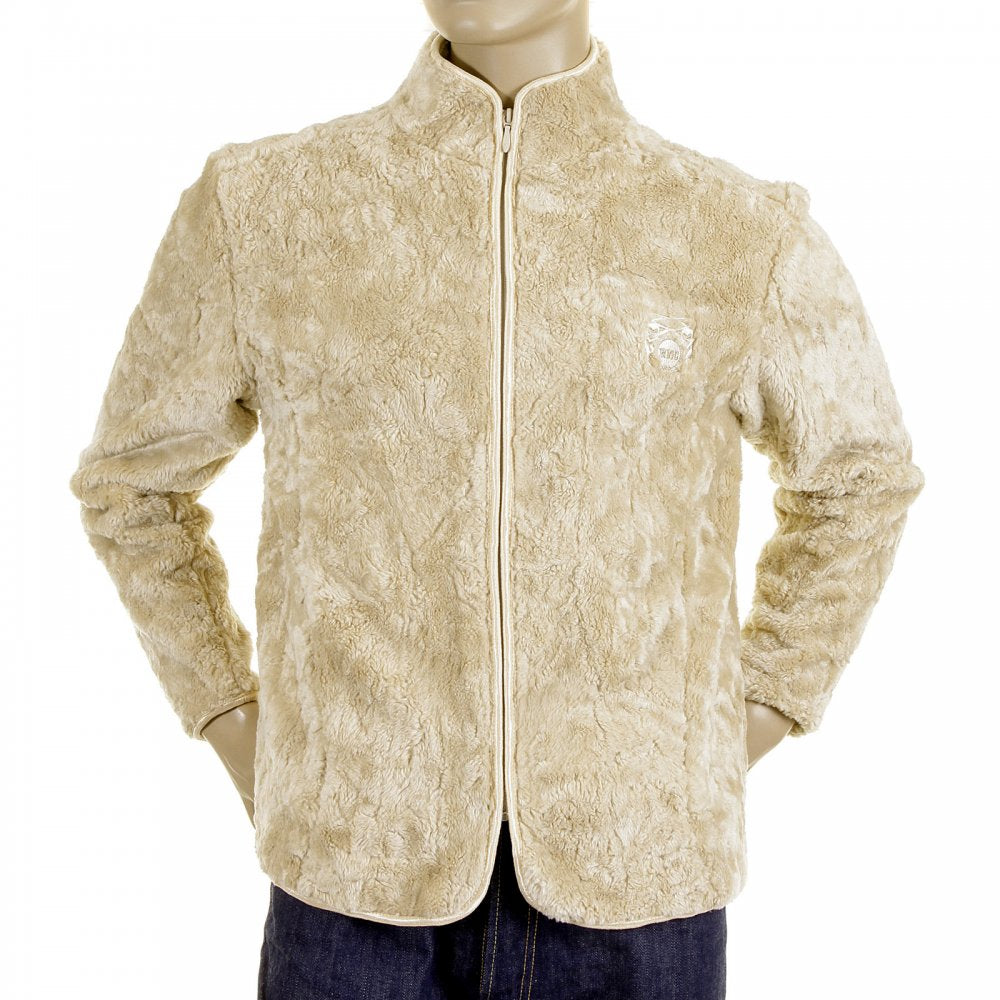 Beige Faux Fur Regular Fit High Collar Jacket