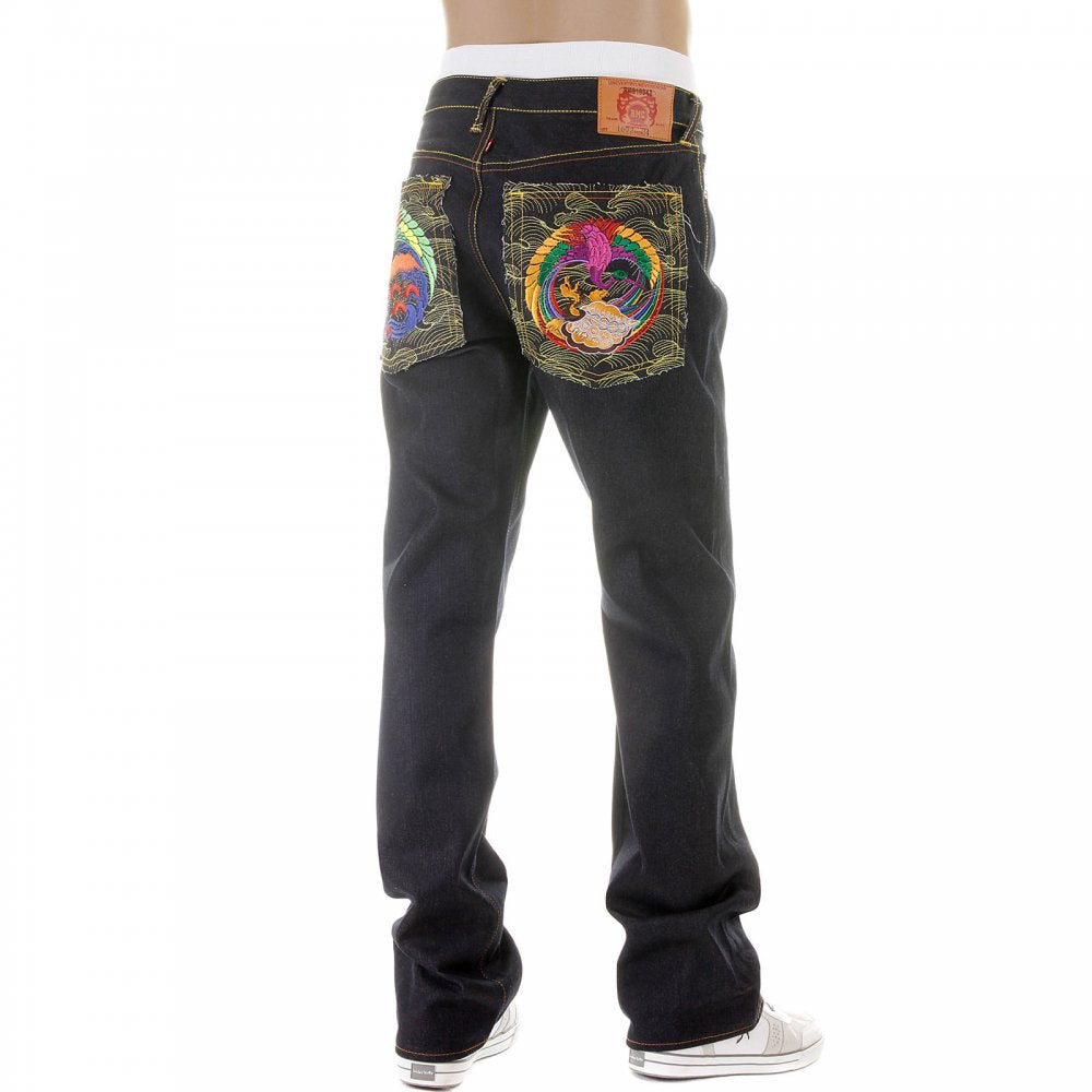 Vintage Cut Dark Indigo Raw Denim Jeans for Men