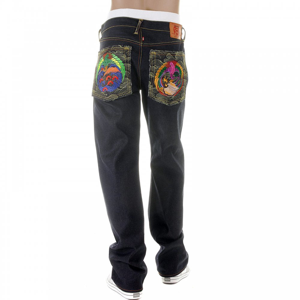 Vintage Cut Dark Indigo Raw Denim Jeans for Men