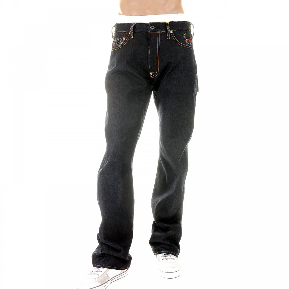 Vintage Cut Dark Indigo Raw Denim Jeans for Men