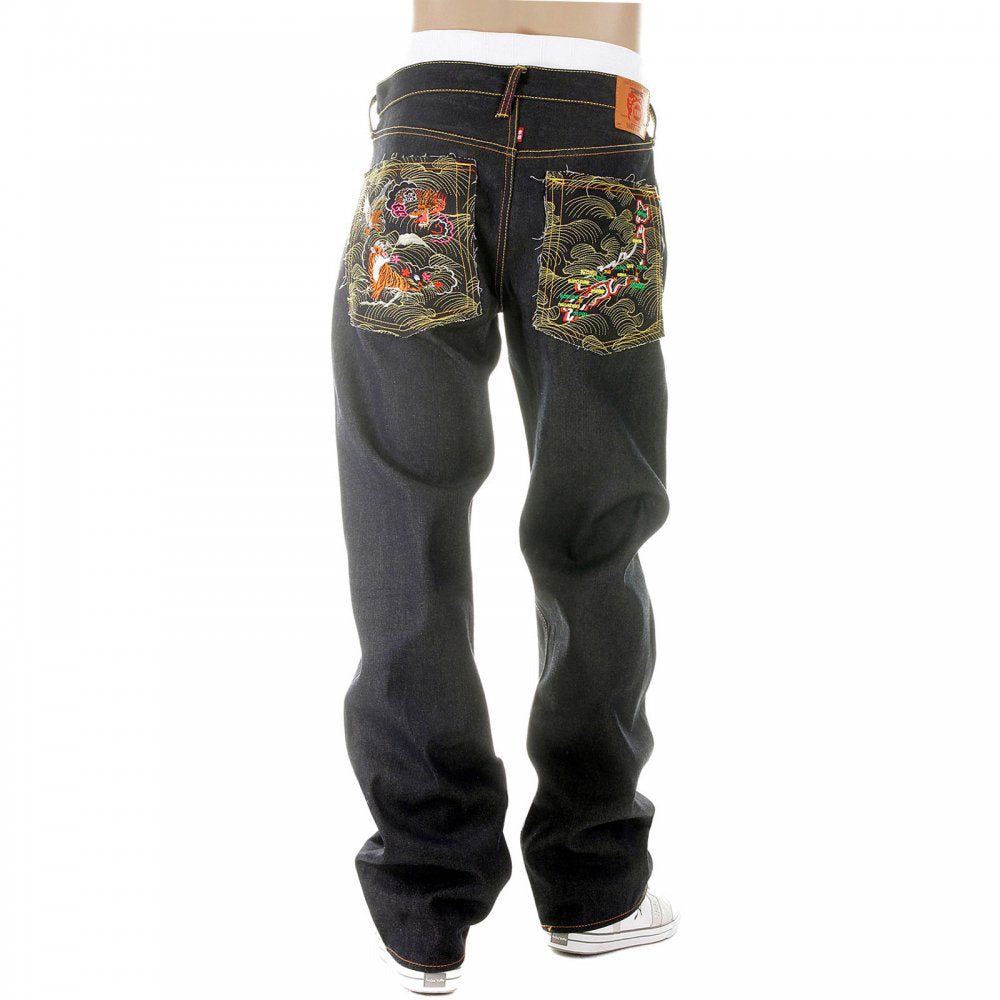 Vintage Cut Dark Indigo Raw Denim Jeans for Men
