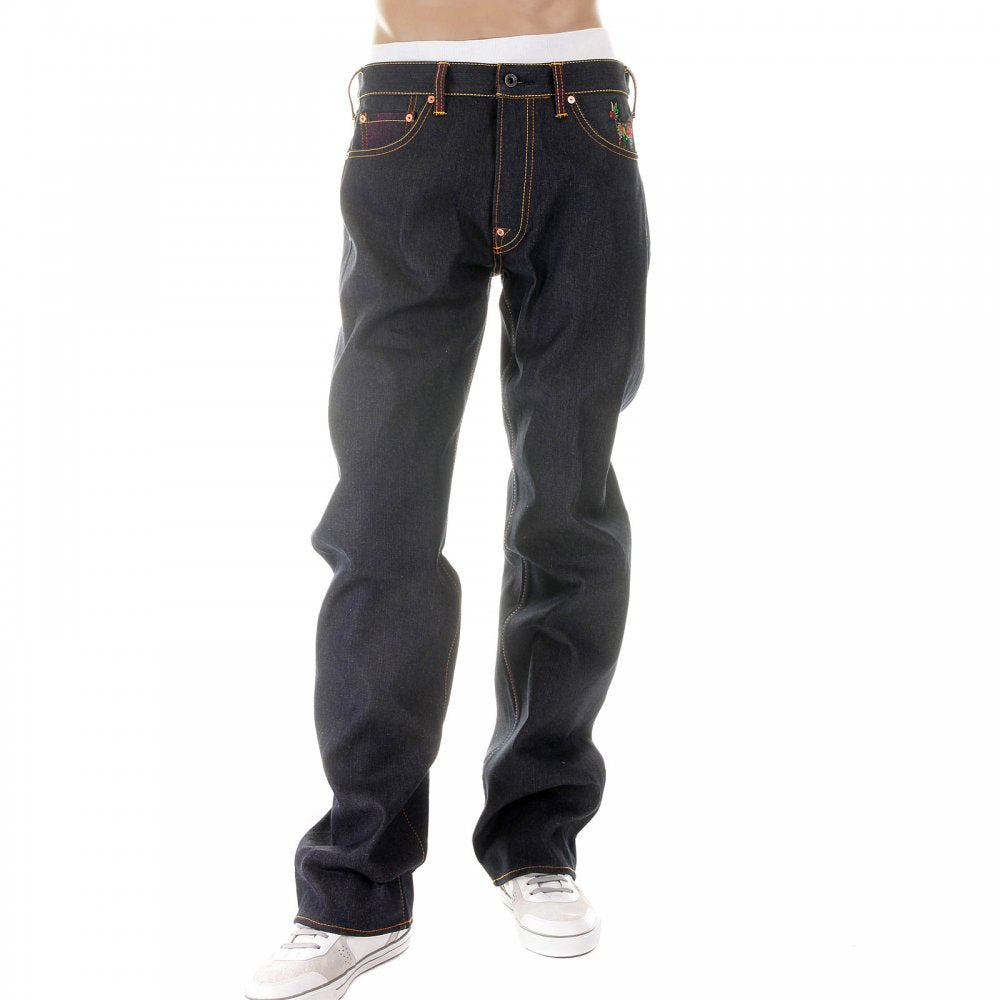 Vintage Cut Dark Indigo Raw Denim Jeans for Men
