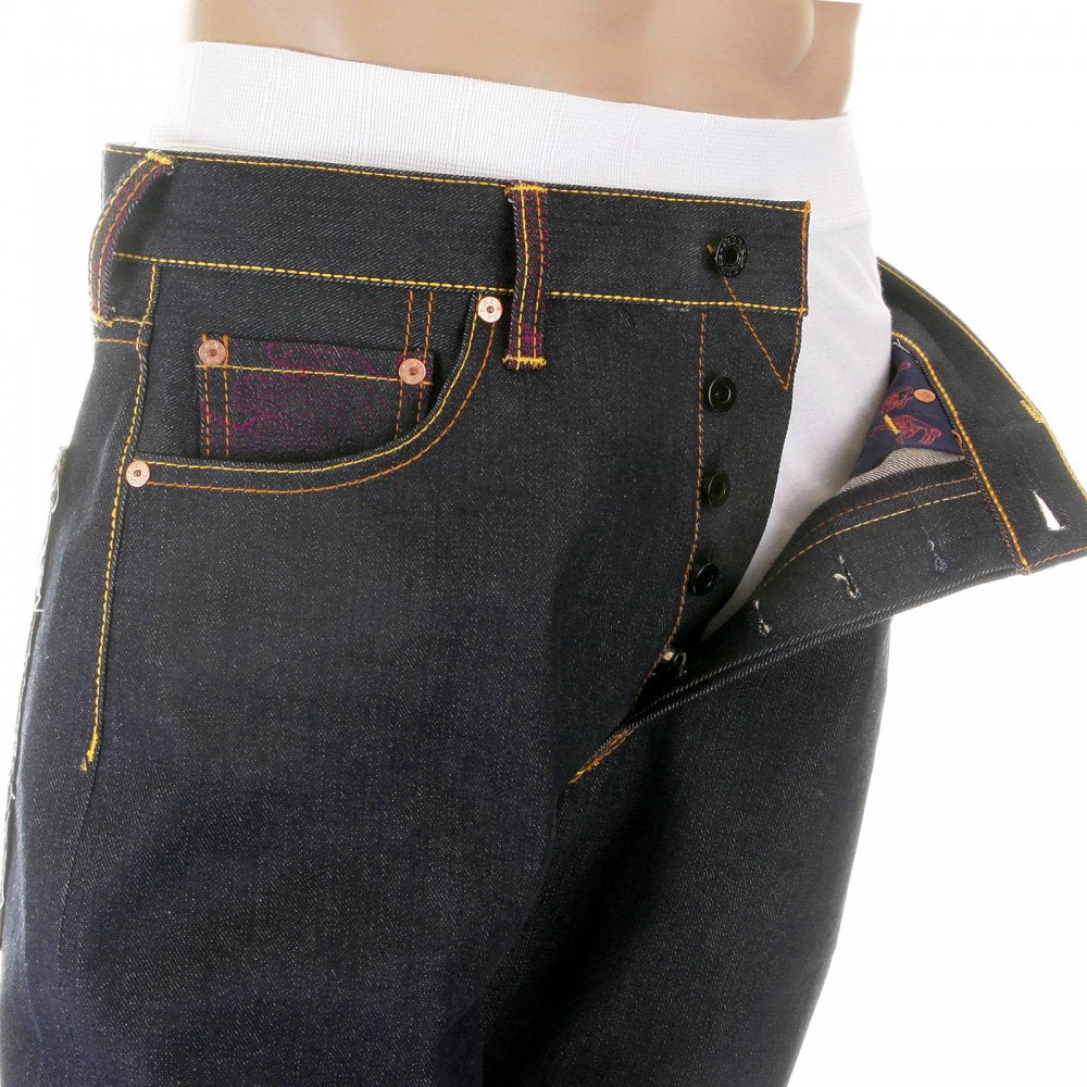 Vintage Cut Dark Indigo Raw Denim Jeans for Men