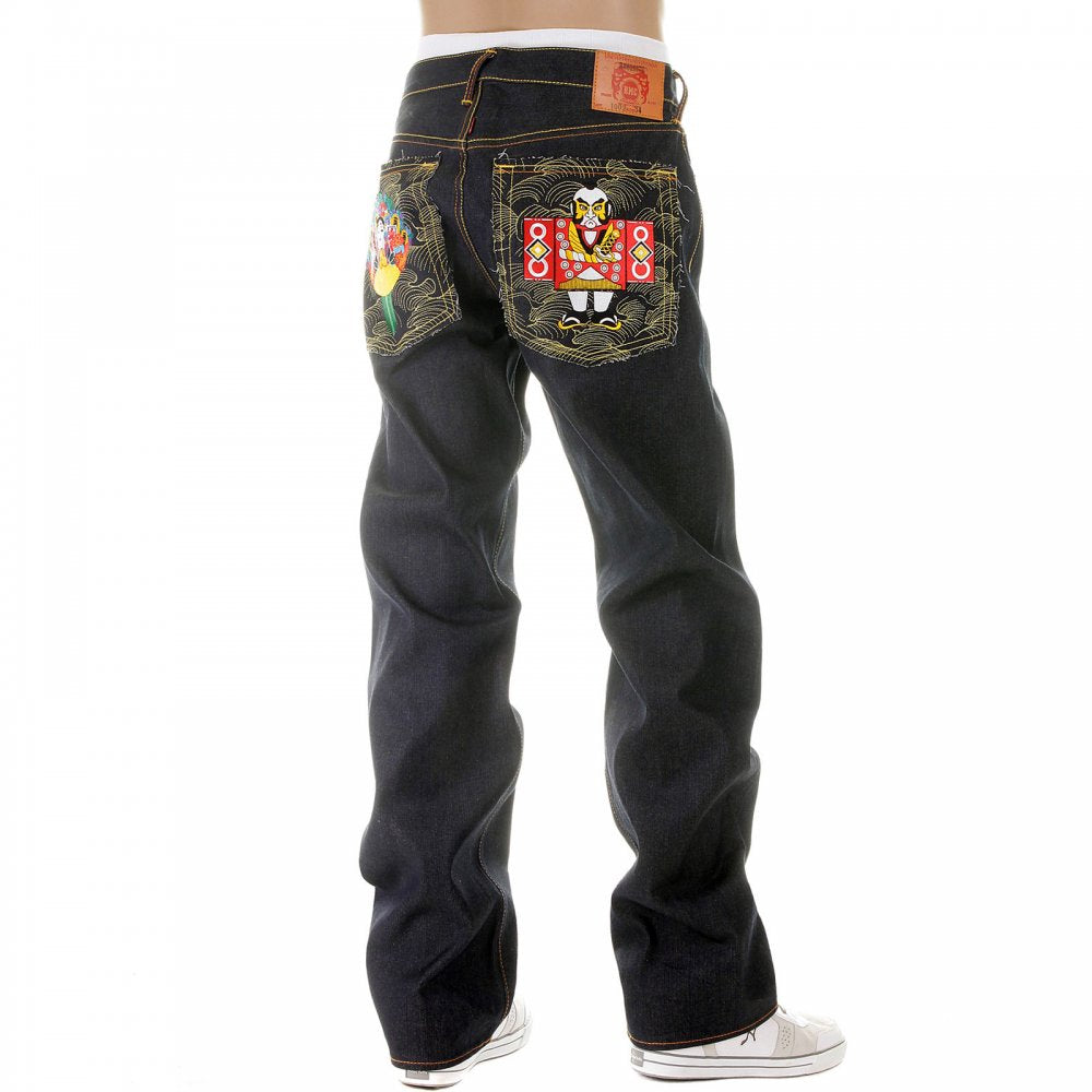 Selvedge Dark Indigo Raw Denim Jeans with Exclusive Design
