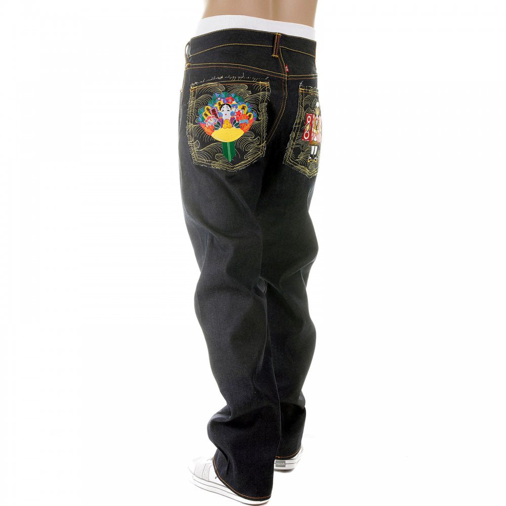 Selvedge Dark Indigo Raw Denim Jeans with Exclusive Design