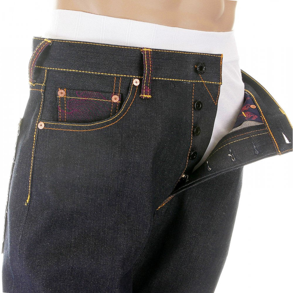 Selvedge Dark Indigo Raw Denim Jeans with Exclusive Design