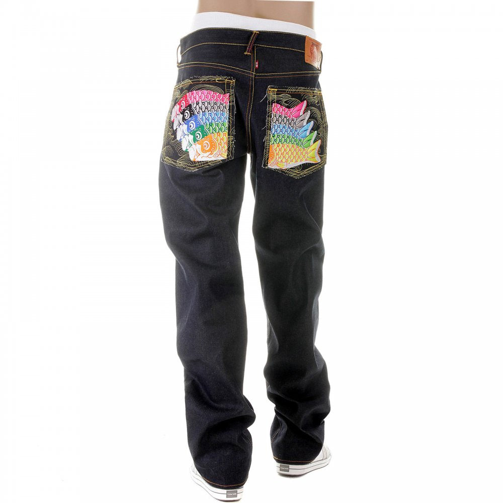 Mens 100% Cotton Vintage Cut, Dark Indigo Raw Denim Jeans