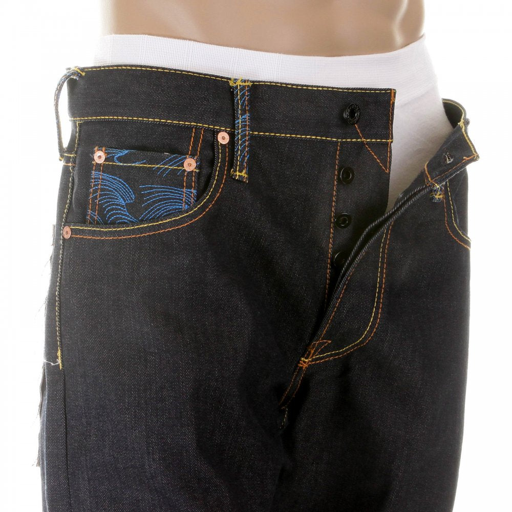 Dark Indigo Raw Denim Jeans with Super Exclusive Design