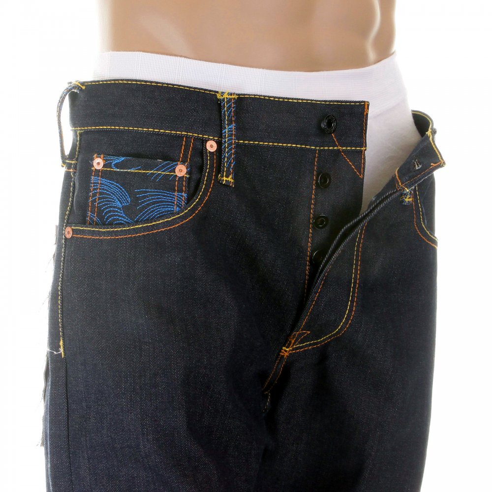 100% Cotton Vintage Cut Selvedge Raw Denim Dark Jeans
