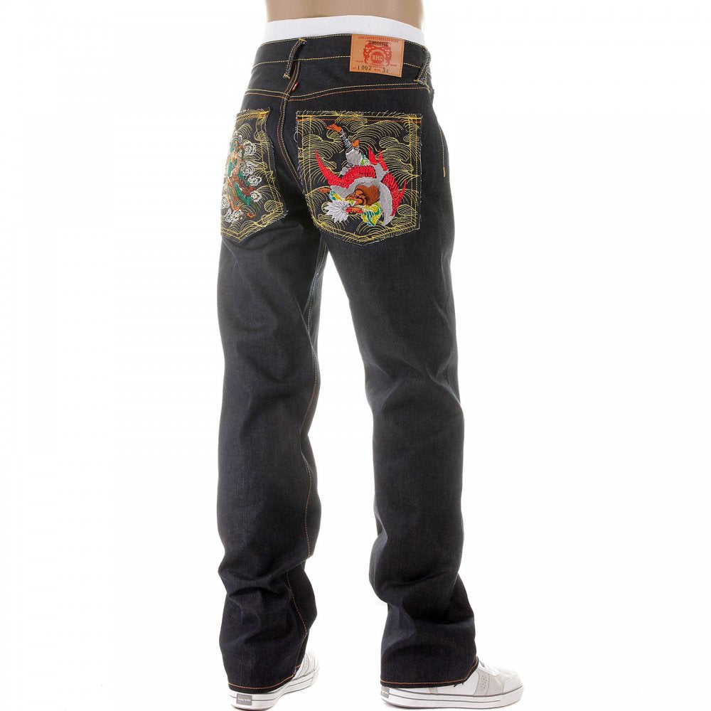 Dark Indigo Raw Denim Jeans for Men in 100% Cotton