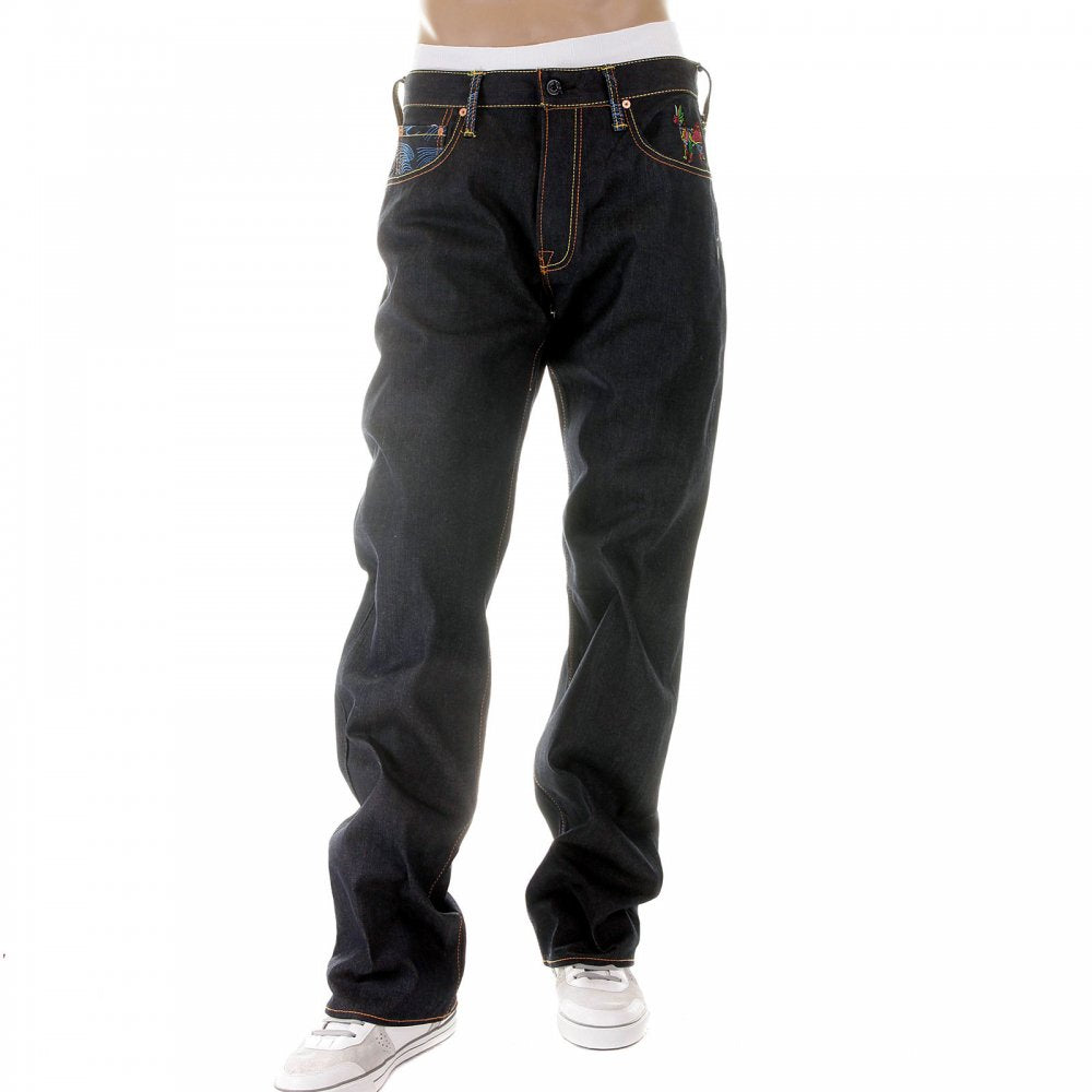Dark Indigo Raw Denim Jeans for Men in 100% Cotton