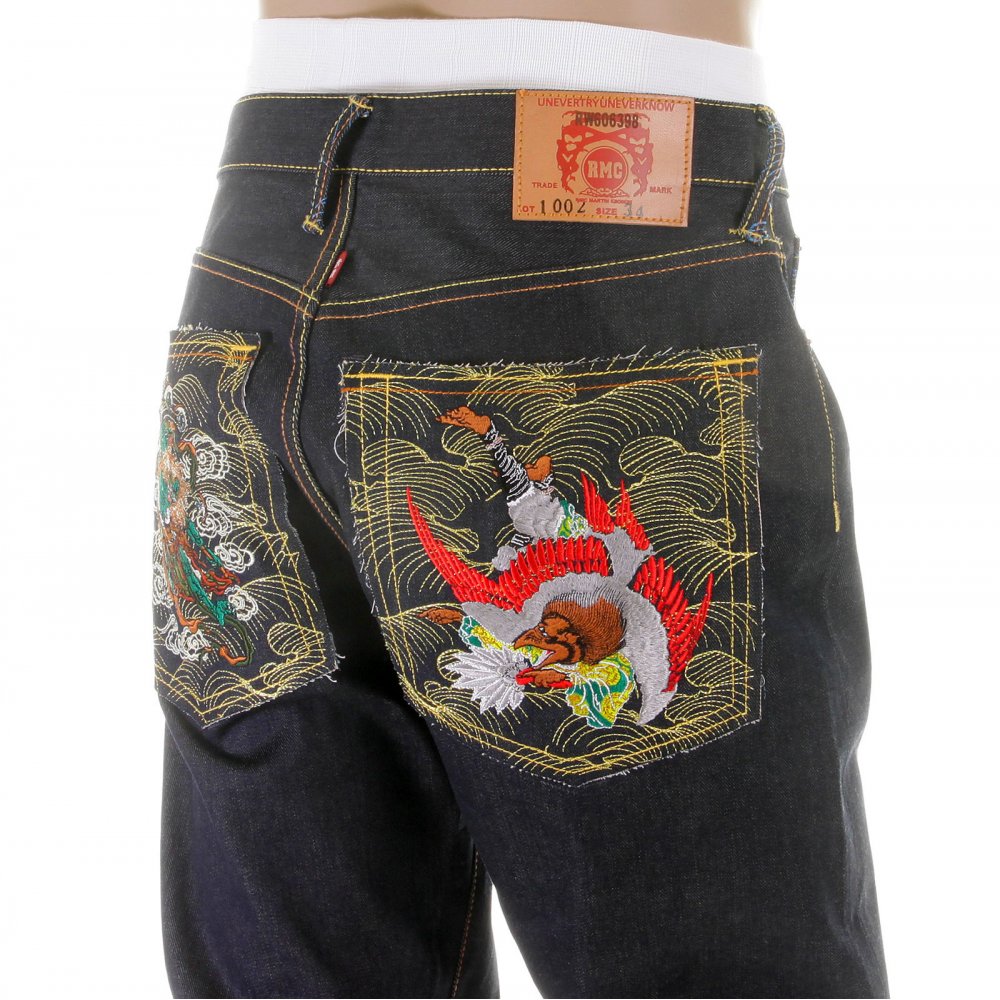 Dark Indigo Raw Denim Jeans for Men in 100% Cotton