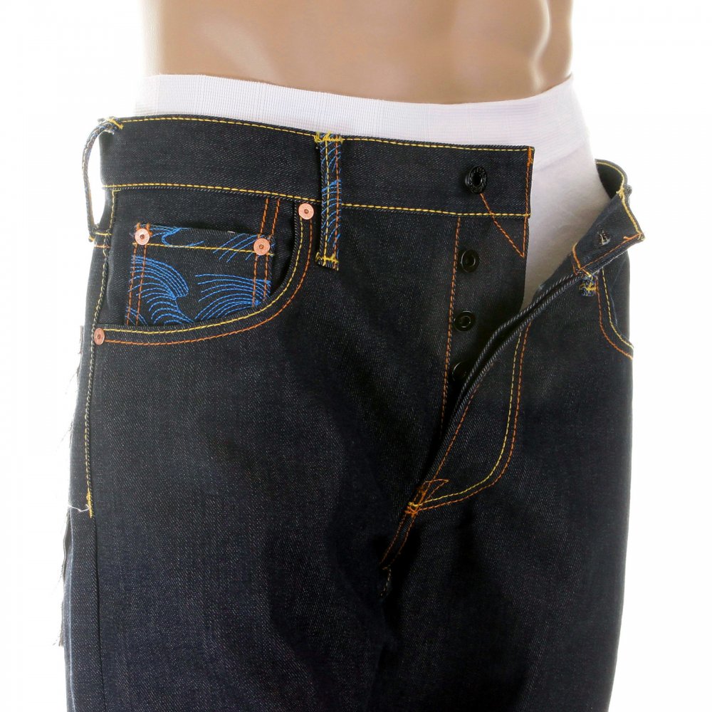 Dark Indigo Raw Denim Jeans for Men in 100% Cotton