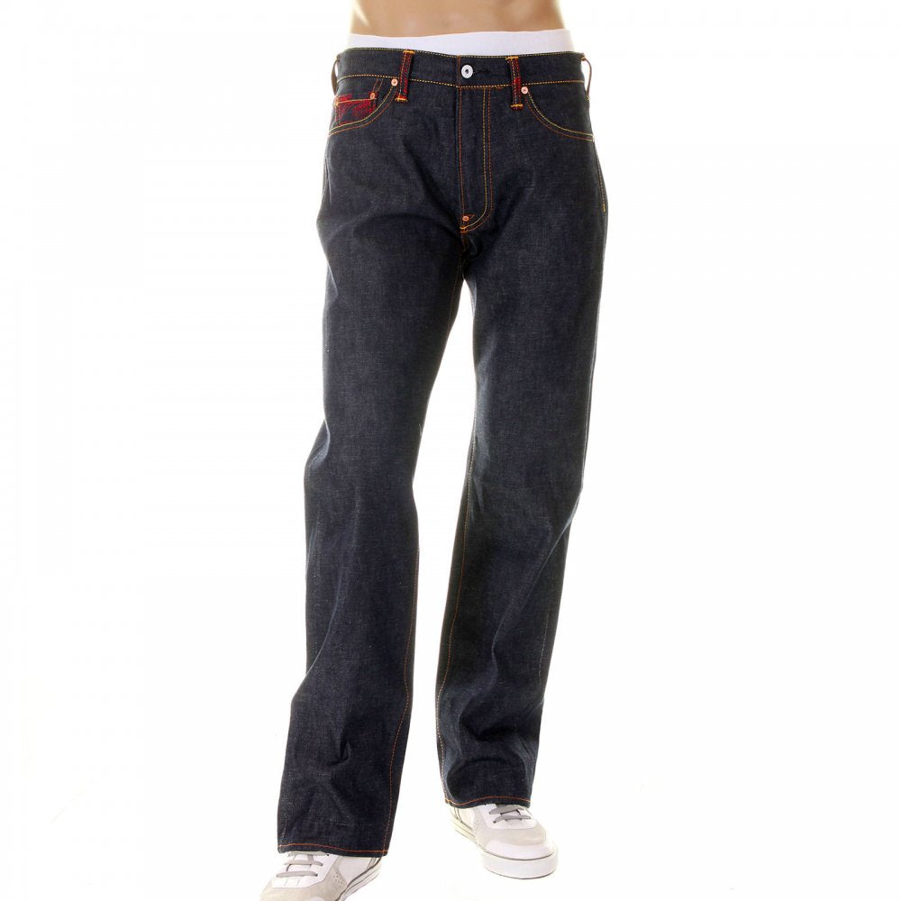 Octopus Embroidered Vintage Cut Dark Indigo Raw Denim Jeans