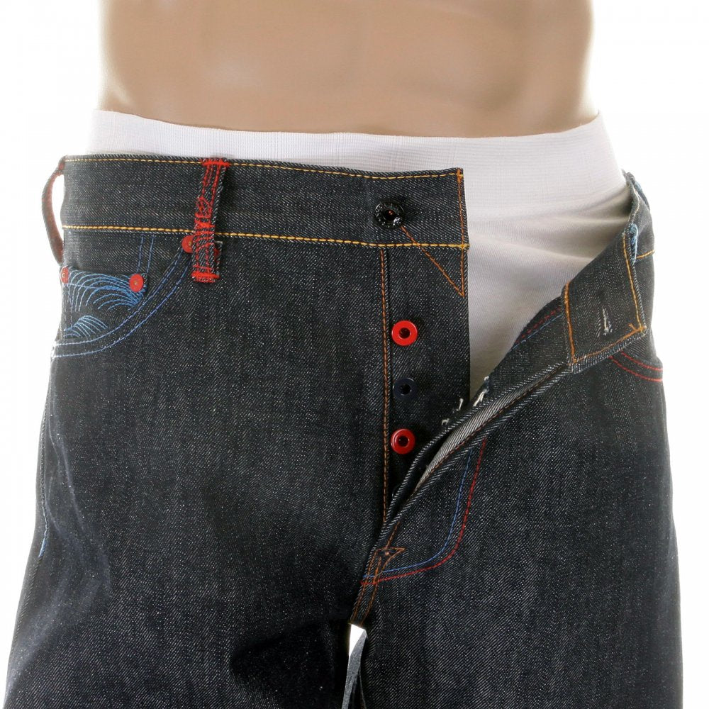 Vintage Cut Dark Indigo Selvedge Raw Denim Mens Jeans