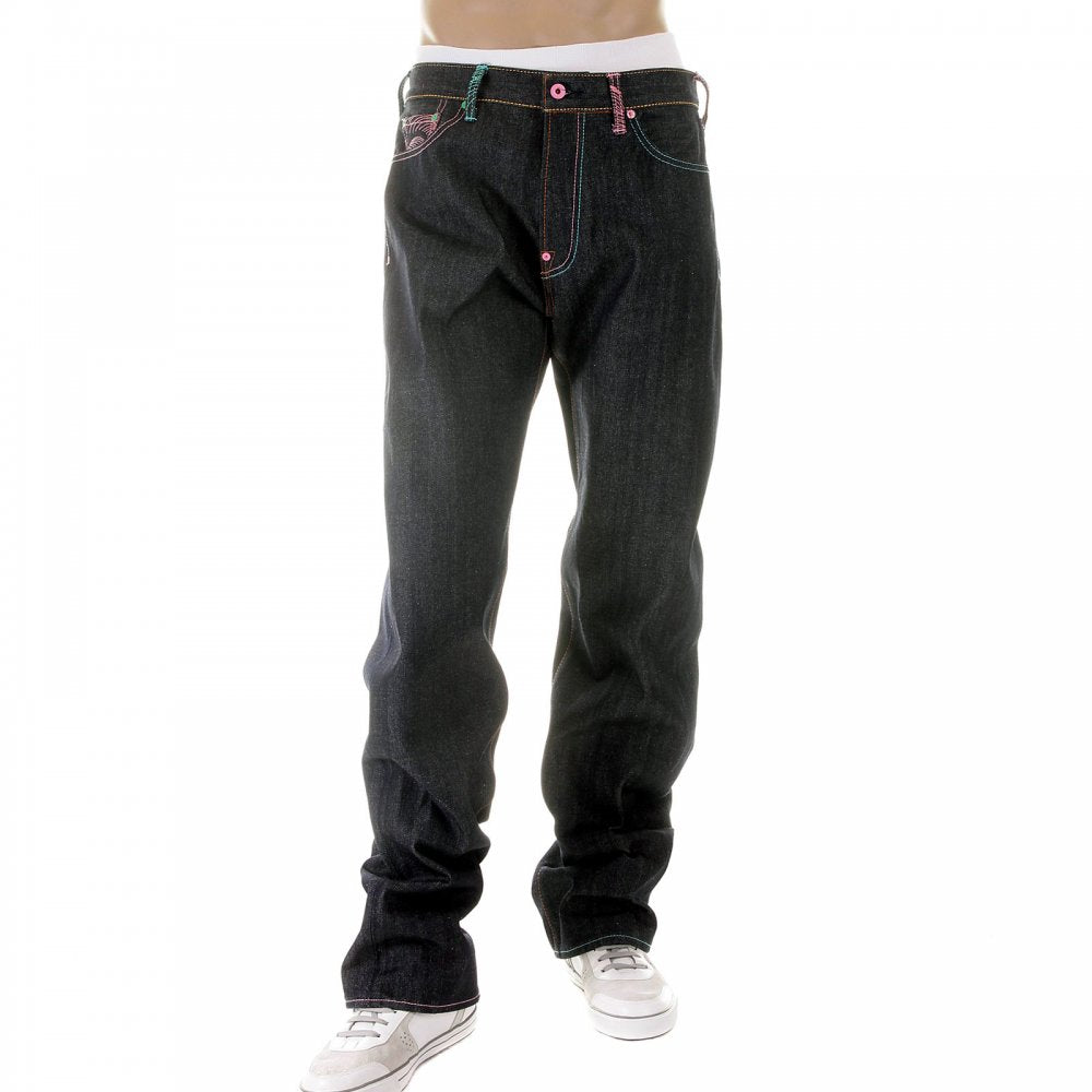 Mens Selvedge Vintage Cut Dark Indigo Raw Denim Jeans