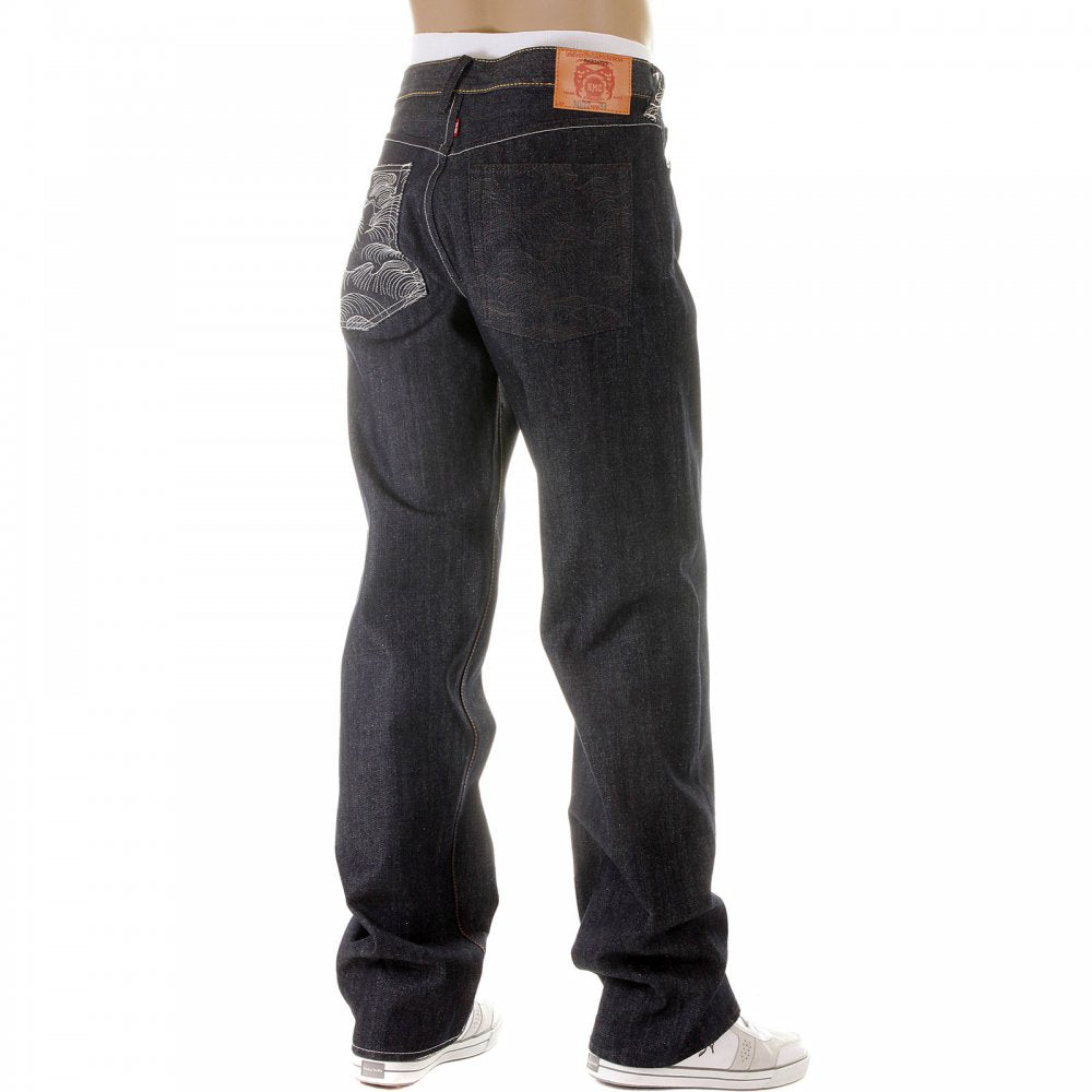 Dark Indigo Raw Denim Jeans with Vintage Cut