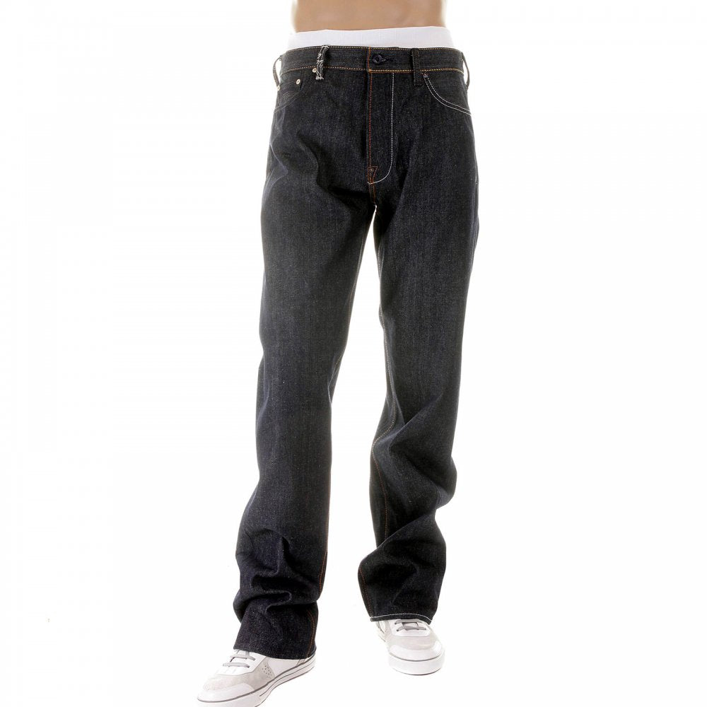 Dark Indigo Raw Denim Jeans with Vintage Cut