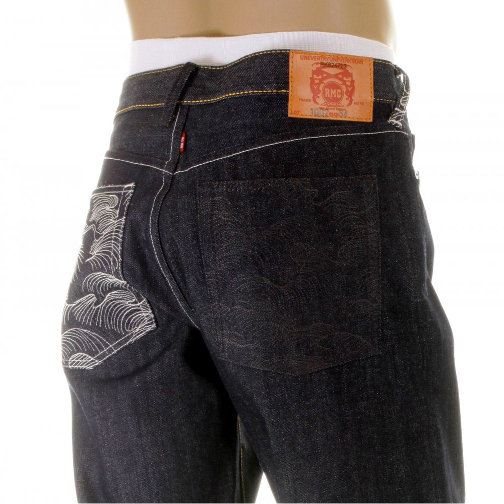 Dark Indigo Raw Denim Jeans with Vintage Cut
