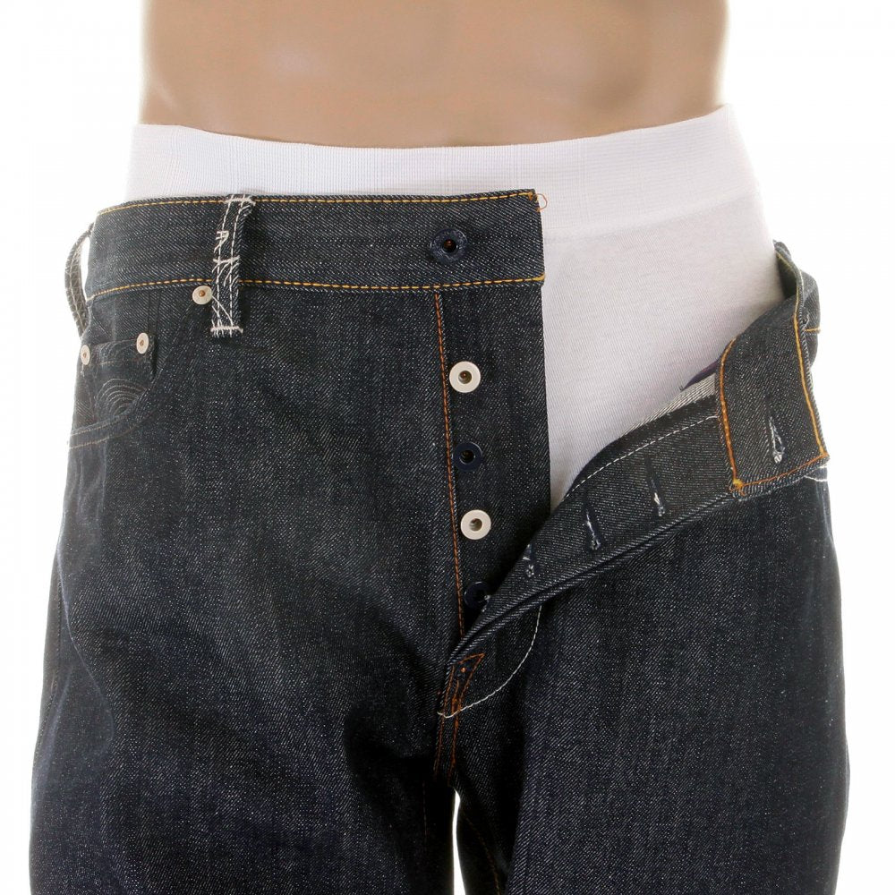 Dark Indigo Raw Denim Jeans with Vintage Cut