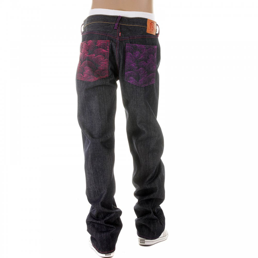 Mens Vintage Cut Dark Indigo Raw Denim Jeans