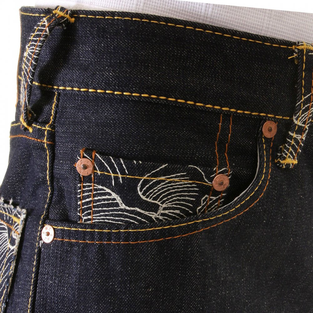 Rock N Roll Tsunami Wave Mens Slim Fit Dark Indigo Raw Denim Jeans