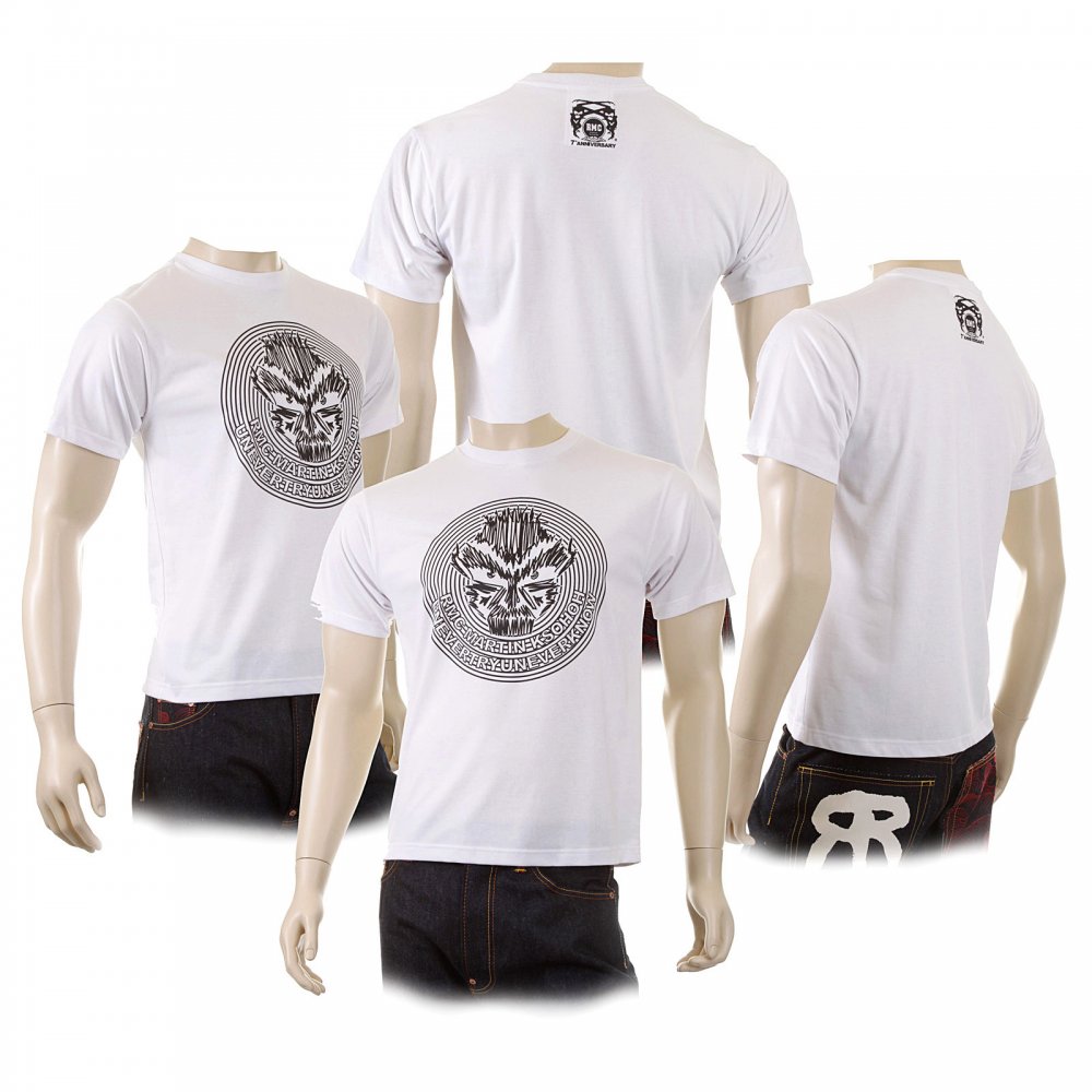 Mens White Cyber Monkey Crew Neck Regular Fit T-shirt