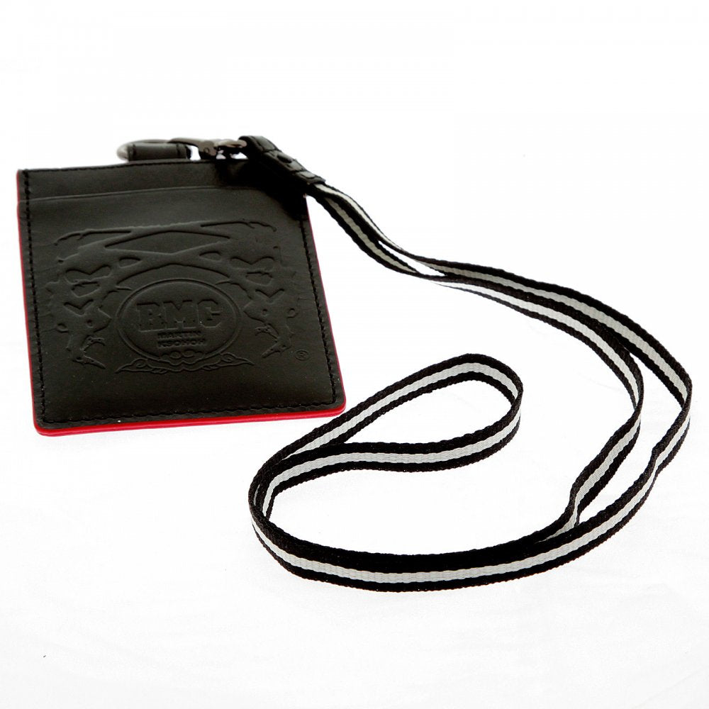 Mens Black Leather Card Holder with Red Leather Trim