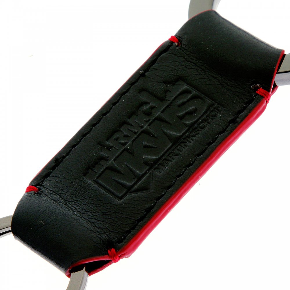 Mens Black Leather Key Holder with Red Leather Trim
