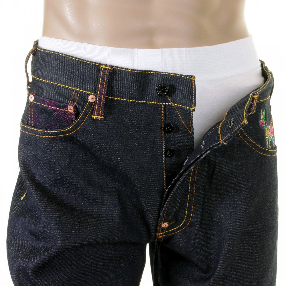 Cotton Vintage Cut House Selvedge Dark Indigo Raw Denim Jeans