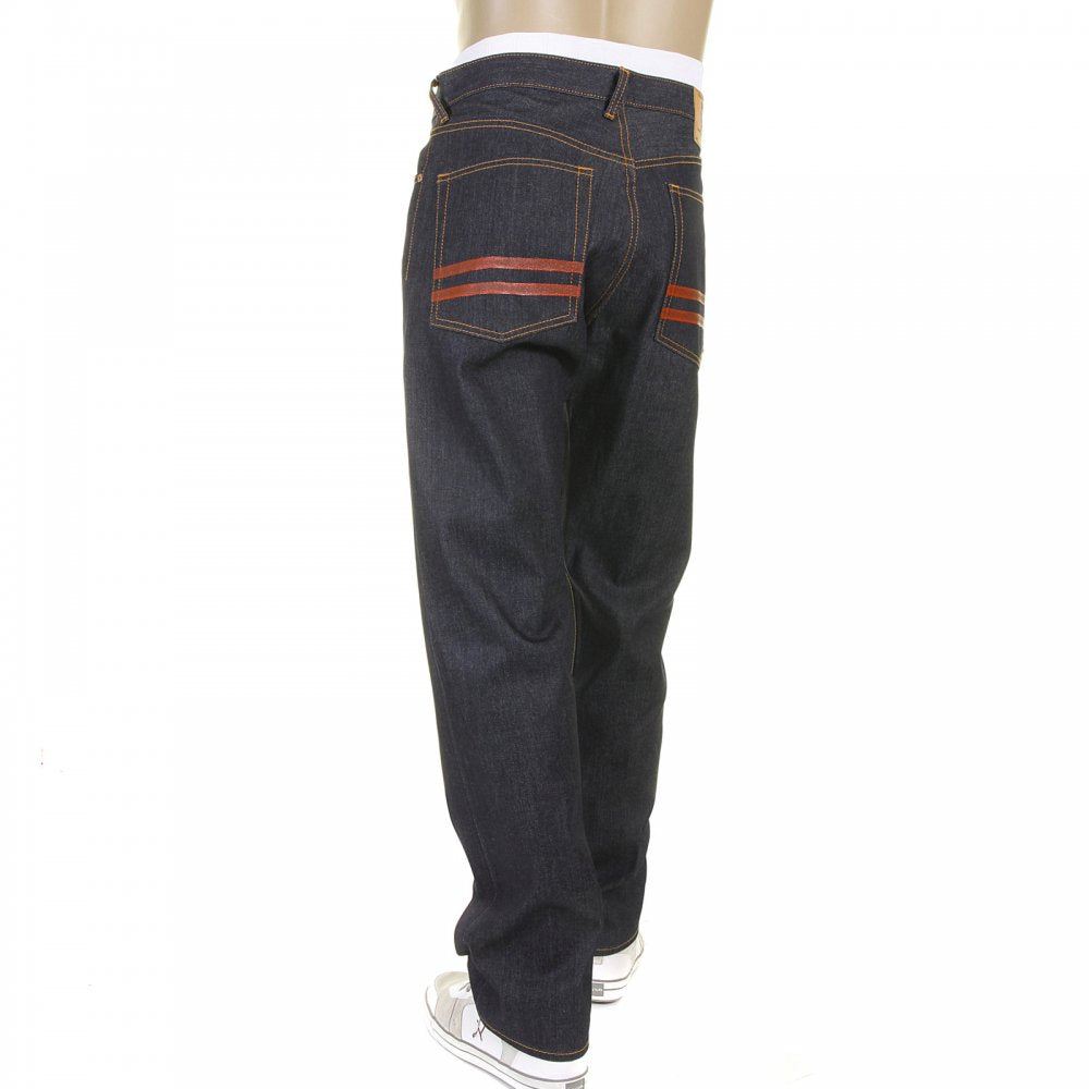 Red and Blue Selvedge Dark Indigo Raw Denim Jeans