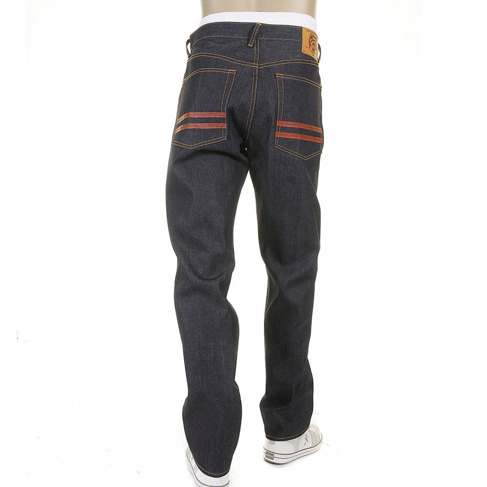 Red and Blue Selvedge Dark Indigo Raw Denim Jeans