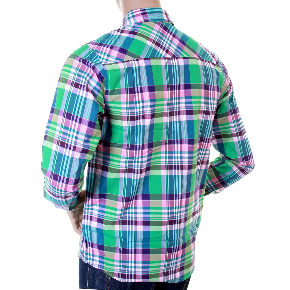 Caribbean Light Wash Cotton Long Sleeve Big Check Regular Fit Shirt