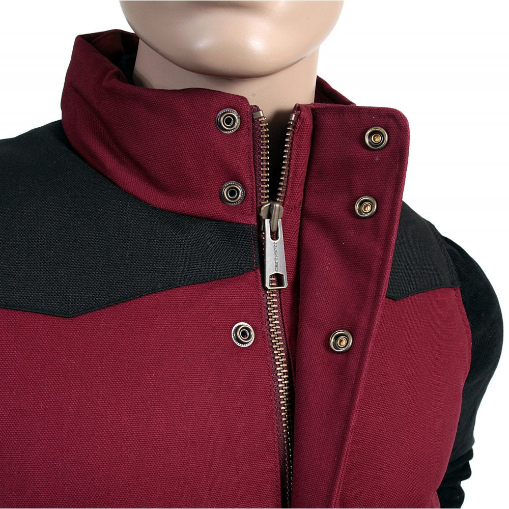 Cranberry with Black Rigid Zip Front Regular Fit Padded Gilet