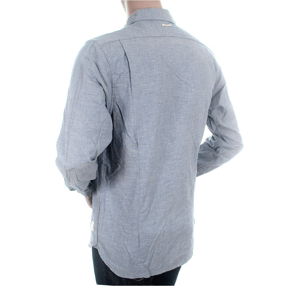 Blue Soft Cotton Long Sleeve Regular Fit Button Down Soft Collar Shirt