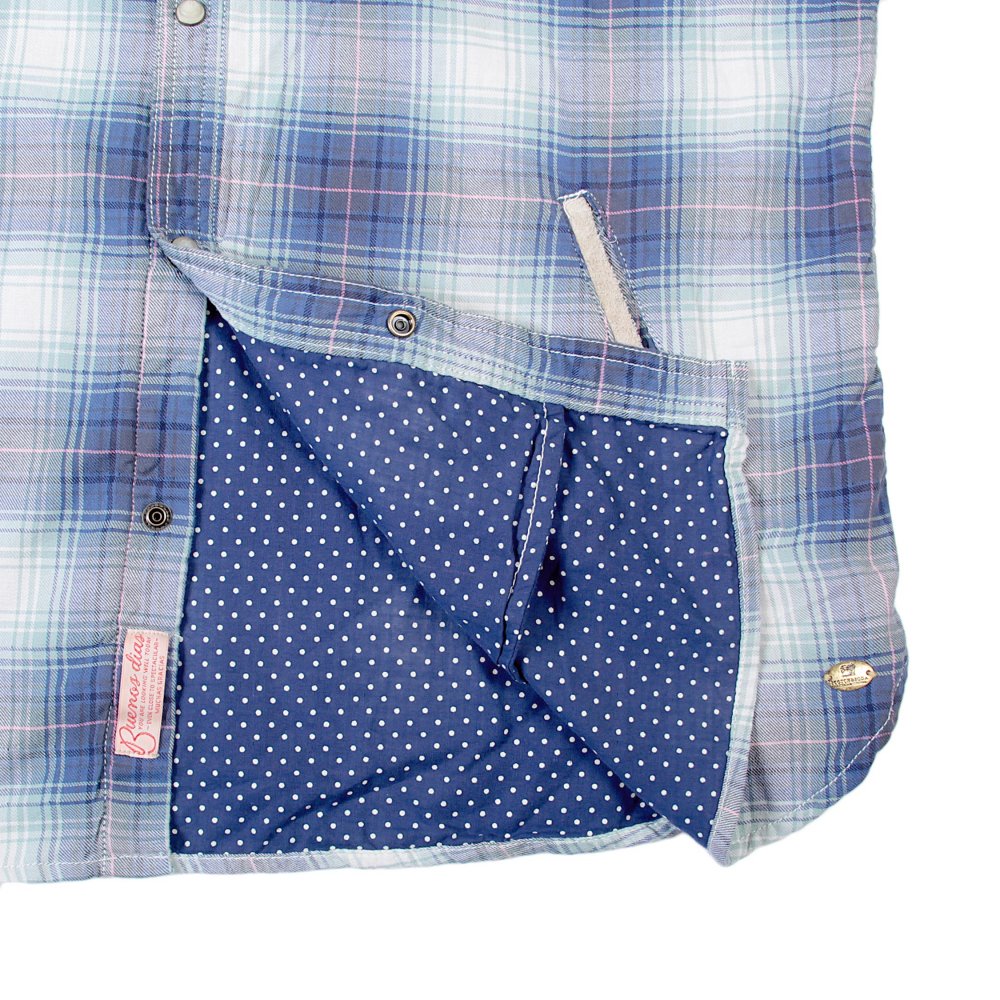 Mens Blue and Mint Green Bond Check Long Sleeve Regular Fit Cotton Shirt
