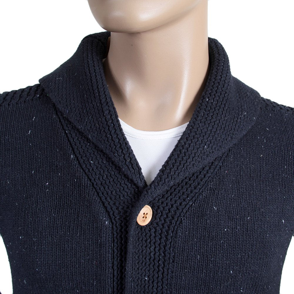 Navy Recycled Denim Knitted Cotton Mix Regular Fit Cardigan