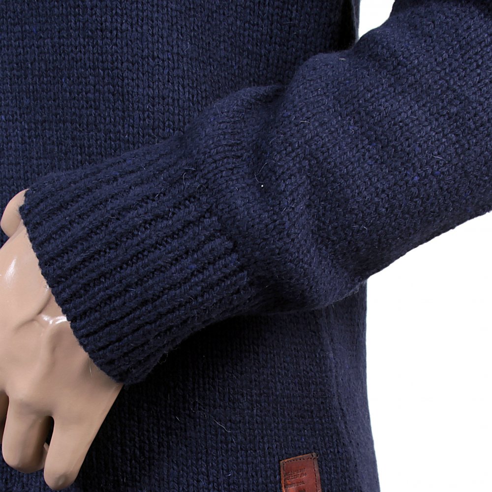 Navy Lambswool Mix Shawl Collar Regular Fit Jumper
