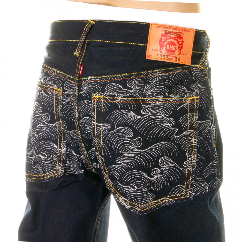 Mens Super Exclusive Design Dark Indigo Raw Denim Jeans