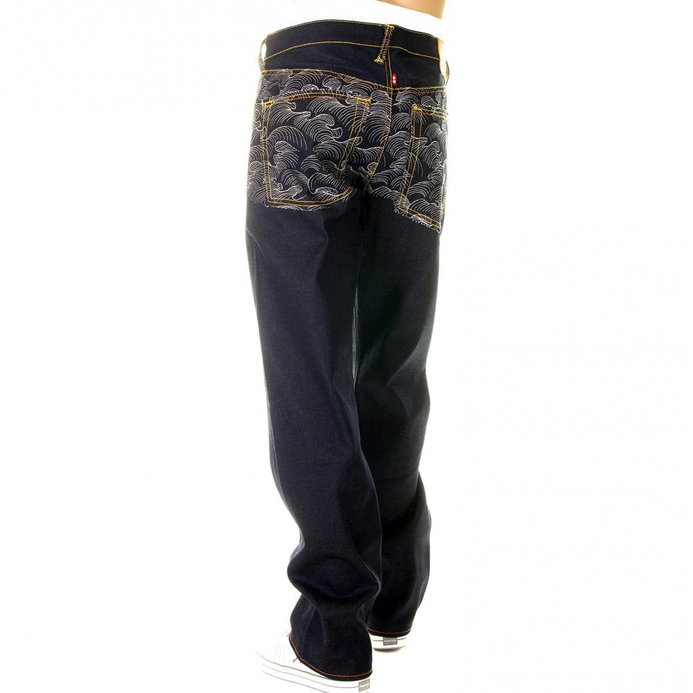 Mens Super Exclusive Design Dark Indigo Raw Denim Jeans